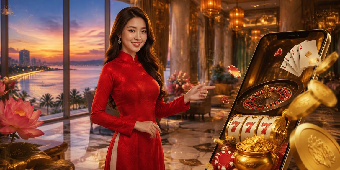 Cô gái Đà Nẵng mặc áo dài theo dõi sự kiện thể thao và cược trực tuyến trên điện thoại